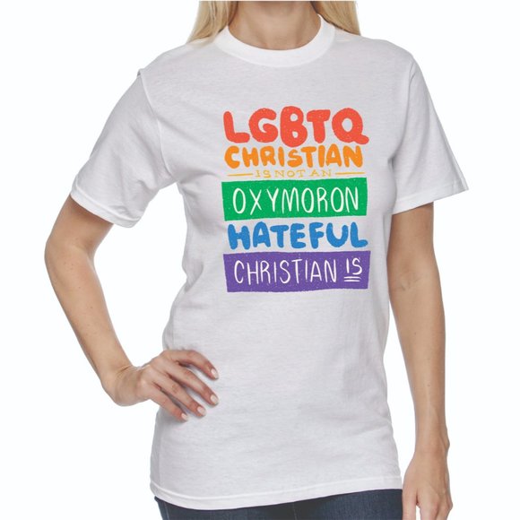 LGBTQ CHRISTIAN WOMEN T-SHIRT *  BEAUTIFUL CHRISTIAN LOVE T-SHIRT - Picture 4 of 6